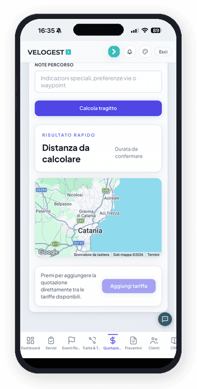 App VELOGEST — Quotazioni